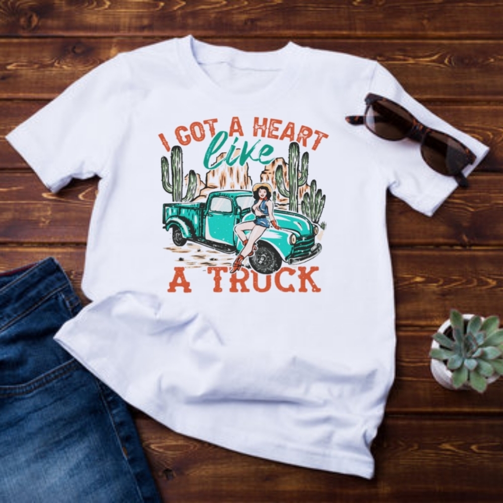 Cactus Moon Graphic Tee - "I Got a Heart Like a Truck" - various sizes